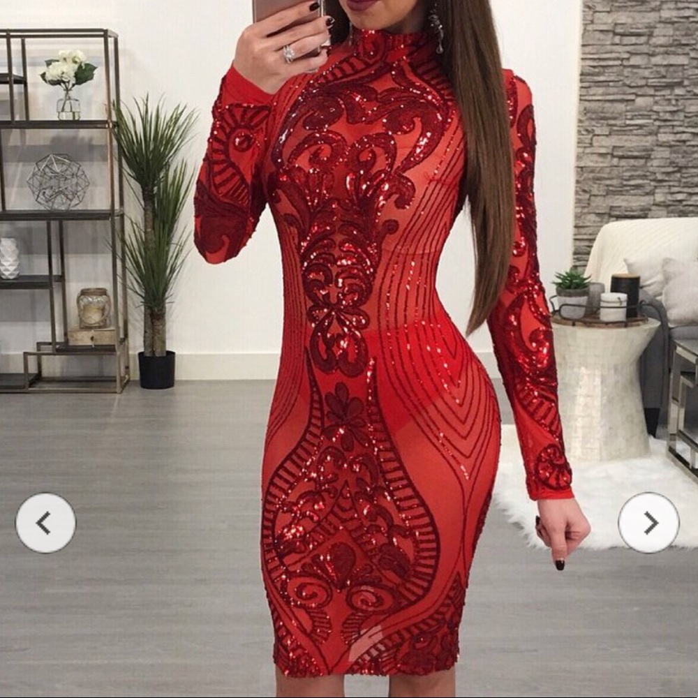 Red sequin dress from The Boutique